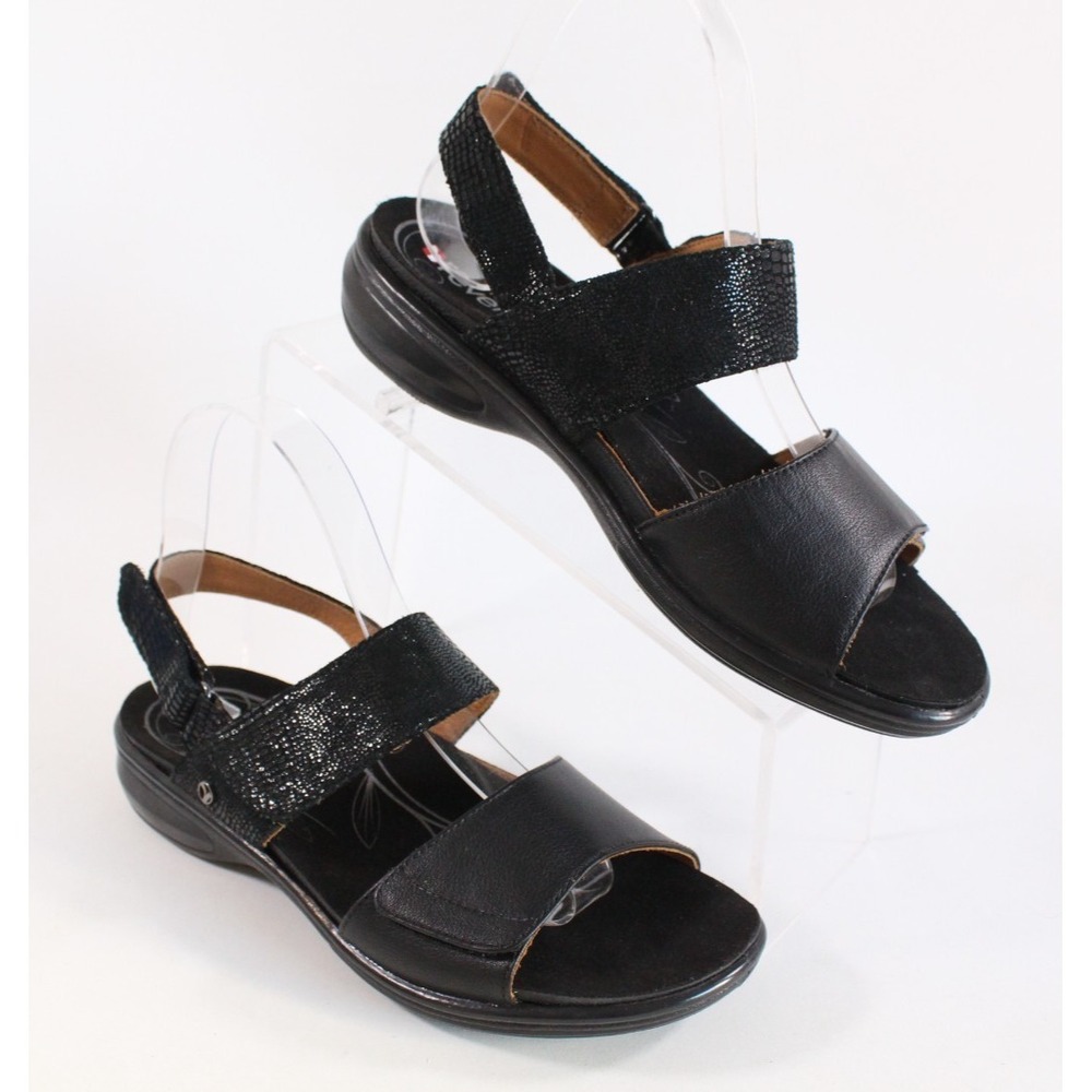Revere COMO Black Lizard Print‎ Adjustable Comfort Sandals Women's Size 8 M